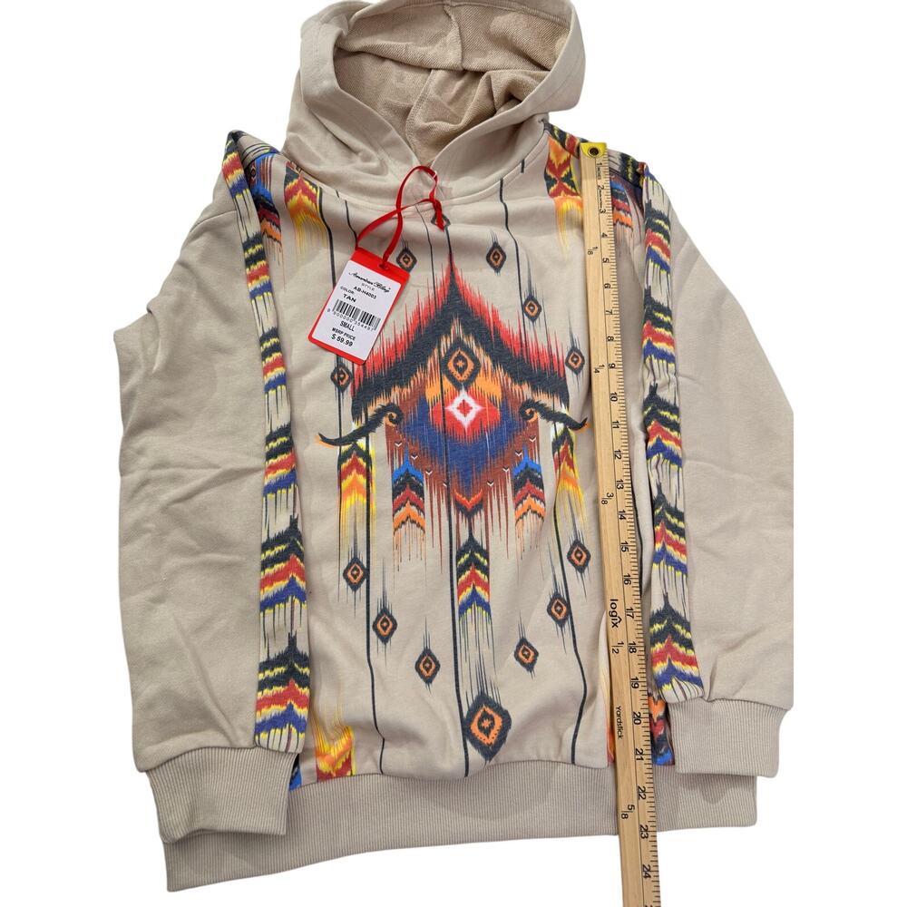 American Bling Aztec Western Hoodie NWT Small Tan Southwestern